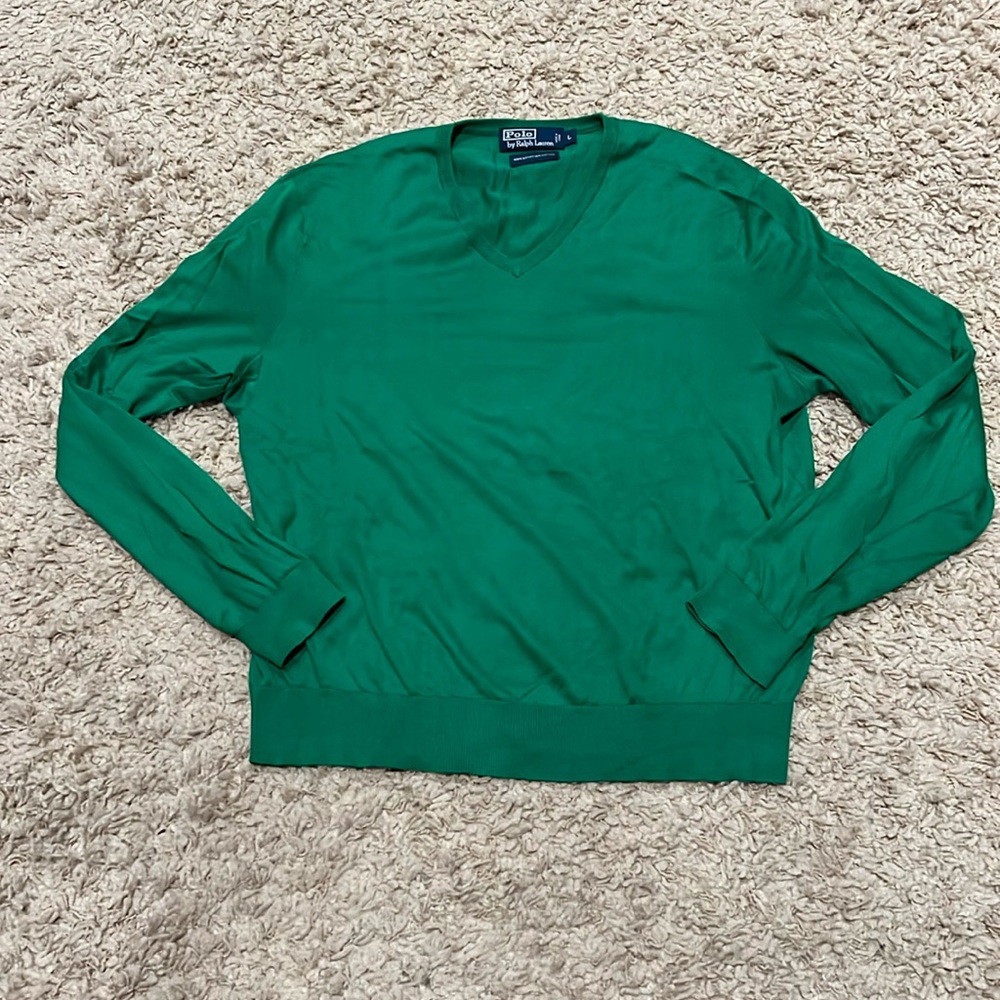 Ralph Lauren Blue Label Green V-Neck Sweater